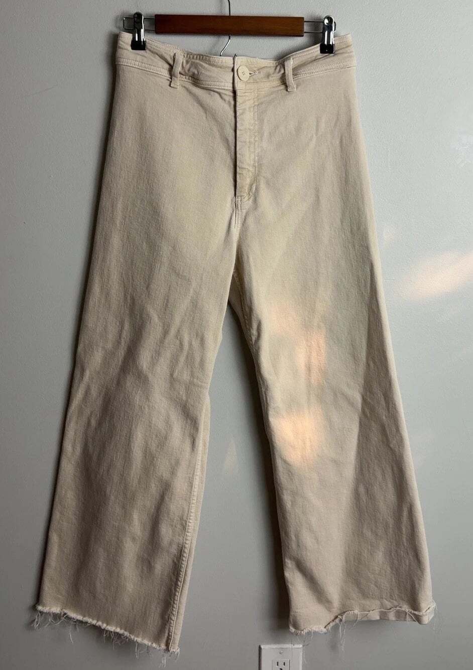 ZARA The Marine Straight Jeans Wide Leg Cream Size 10 EUR 42 Women’s
